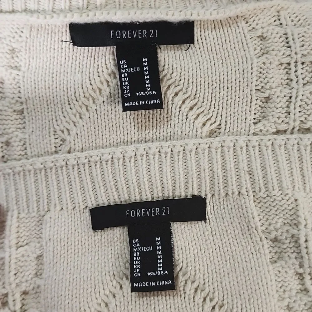 Forever 21 Beige Cable Knit Tube Top And Sweater Set M - Picture 7 of 10